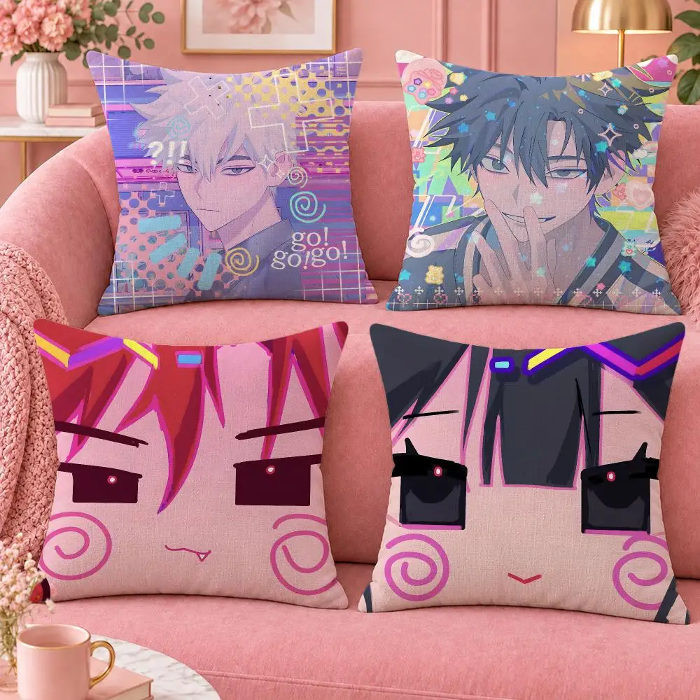 Anime Time Travel Link Click Cushion Cover Cute Cartoon Throw Pillow Cover Soft Plush Cushion Cover Sofa Bedroom Home Decor