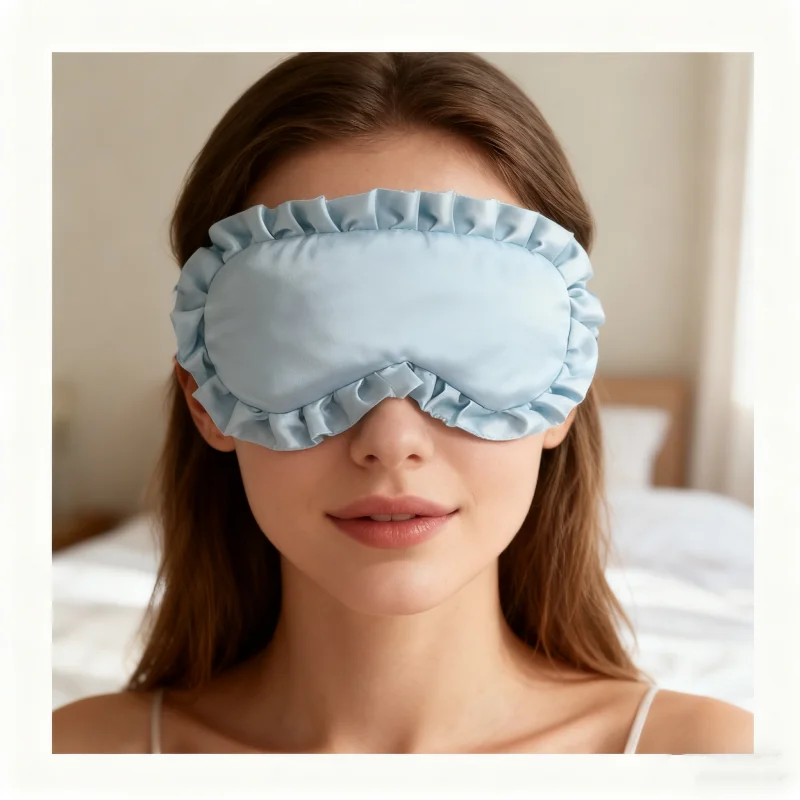 

Silk Ruffle Sleep Eye Mask Soft Sleeping Eye Cover Travel Relax Blackout Eye Shade for Woman Man Girls Sleep Better Dropshipping