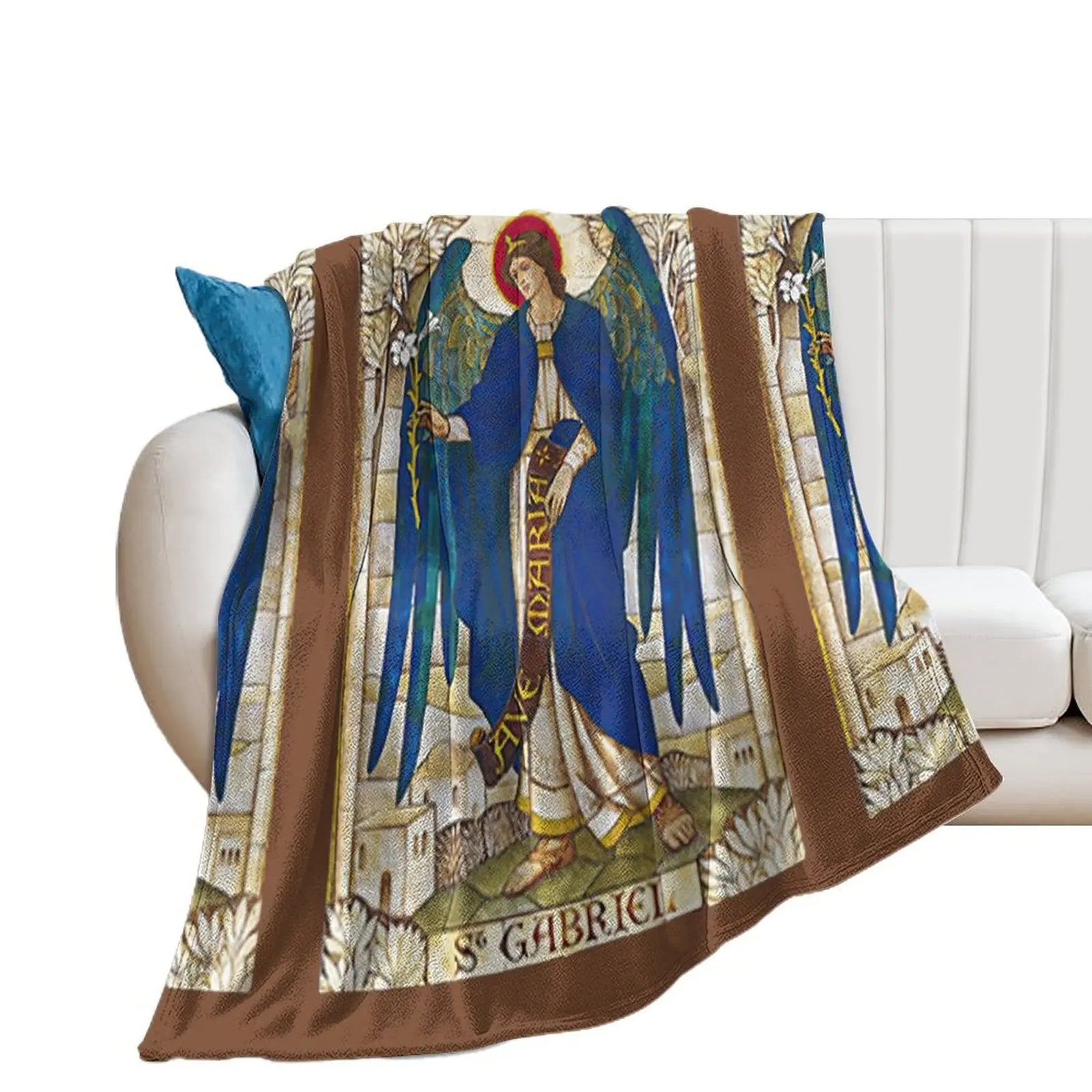 

St Gabriel Angel Catholic Saint Archangel Throw Blanket Soft Multi-Purpose Sofas Blankets