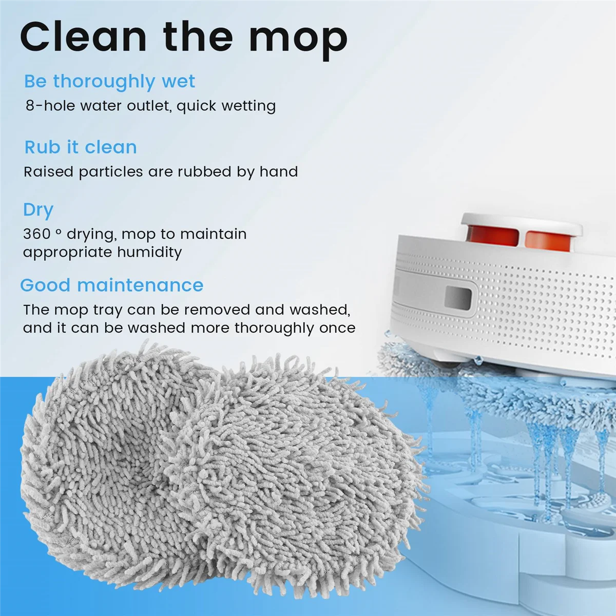 

【Exclusive Deal】2Pcs for Dreame Bot W10/W10 Pro Mop Pad Spare Parts Robot Vacuum Cleaner Mop Cloths Replacement Accessories