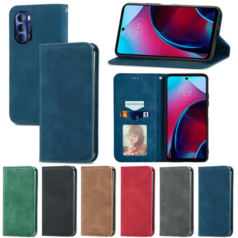 

Leather Card Wallet Phone Case For Motorola G9 Plus G8 Power Lite G7 Play G6 G Pure G Pro G Play Magnetic Holder Flip Cover