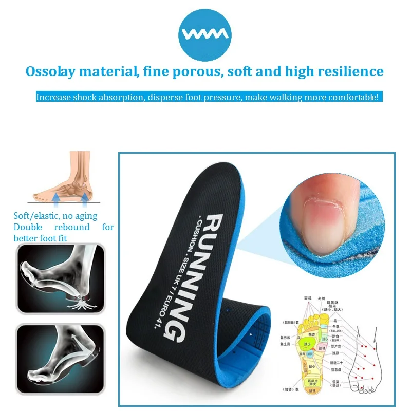 Shock Absorbing Insoles For Shoes Sole Mesh Deodorant Breathable Cushion Running Insoles For Feet Man Women Orthopedic Insoles