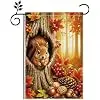 Fall Garden Flag 12x18 Inch, Autumn Squirrel Garden Flag with Maple Leaves Acorn Forest Design, Double Sided Outdoor Yard La jjp