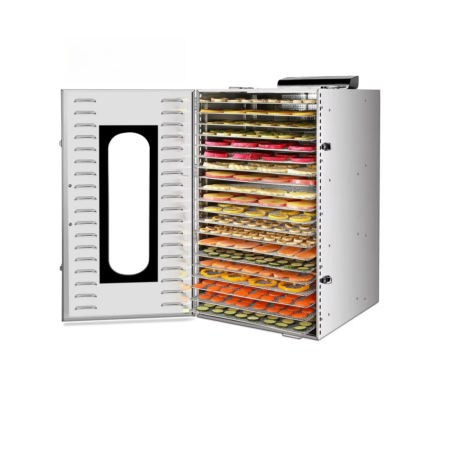 

Промышленный дегидратор для пищевых продуктов, фруктов и вяленого мяса из нержавеющей стали на 20 лотков с тепловентилятором