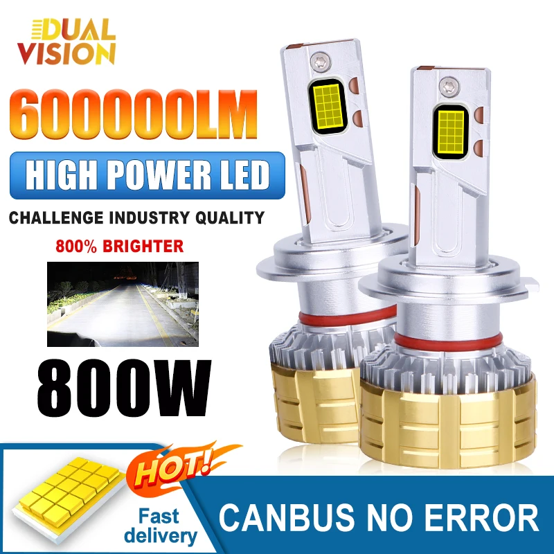 

Dualvision 2PCS Car Headlight Bulbs H7 LED CANBUS H1 H4 H11 H8 HB4 HB3 9005 9006 9012 Led 30PCS 9084 CSP Chip Auto Fog Lights