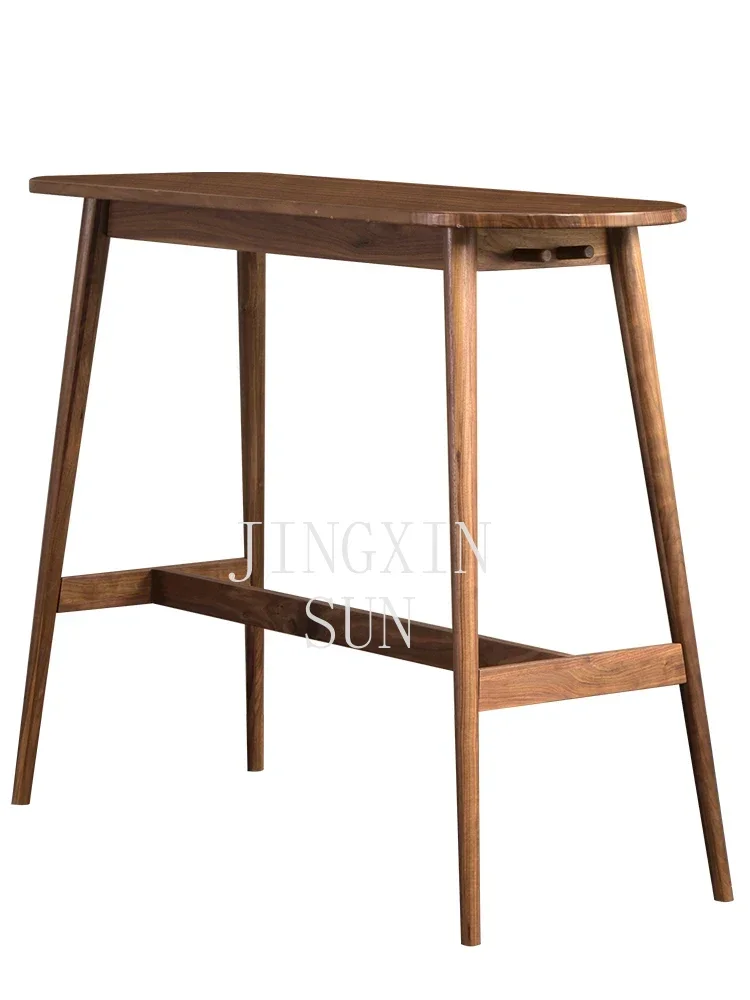 Ruicai Nordic Solid Wood Bar Table Black Walnut Wood Window Wall High Foot Household Small Household Kitchen Table