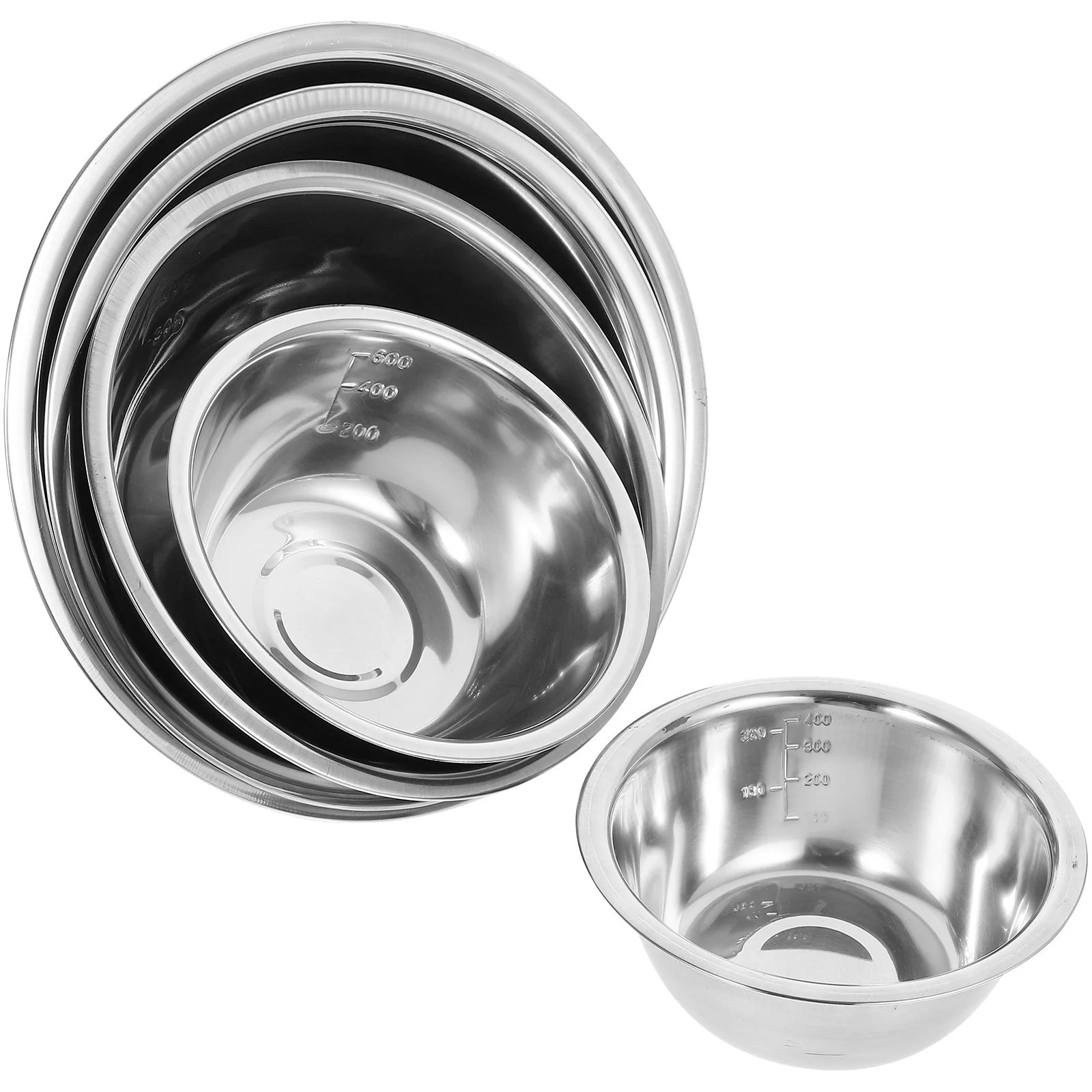 

5Pcs Stainless Steel Mixing Bowls Deep Salad Prep Basin for Kneading Dough Baking Egg Food Storage Kitchen Accessory