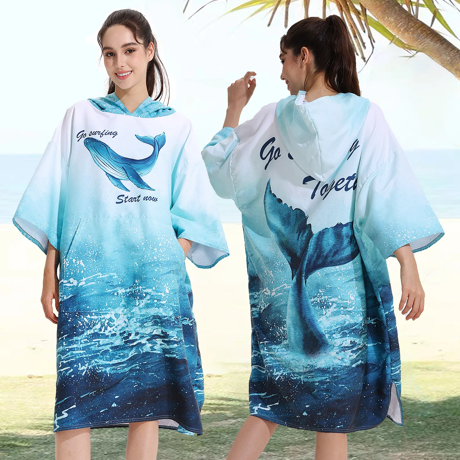 Quick-dry Hooded Poncho Towel Wetsuit Surfing Swimming Equipment Absorbent Fast-drying Adult Beach Robe Zipper Style