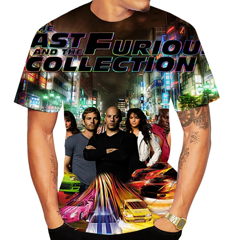 Fashion Fast And Furious 3D Print T-Shirts Streetwear Men Harajuku Oversized O-Neck Short Sleeved T Shirt Tee Tops Clothing
