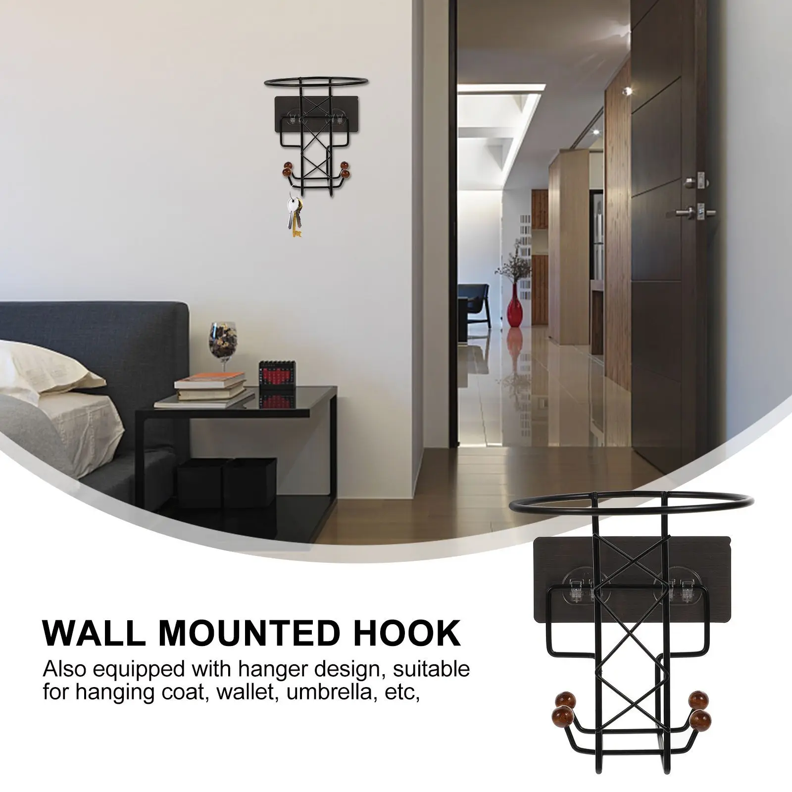 

1Pcs Wall Mounted Holder Multi-Functional Punch-Free Rack Organizer for Storage Coat Hanging Purse Umbrella