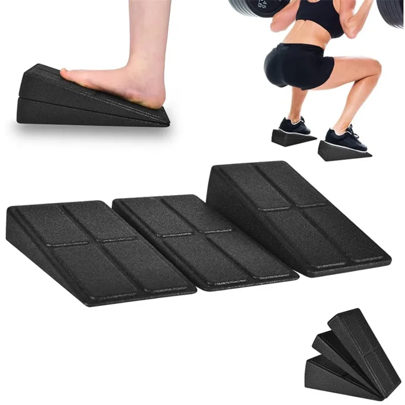 3-teiliges Set Yoga-Steine, Kniebeugen-Keilblöcke, Blockrampe, Kreuzheben, Schrägbrett, verstellbar, rutschfest, Wadenfuß, Dehnung, Sport, Fitnessstudio