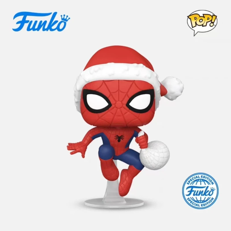 Oryginalna edycja FUNKO POP Marvel Holiday Christmas Spider-Man Anime figurka ozdoba zabawki modele montaż Model kolekcjonerski