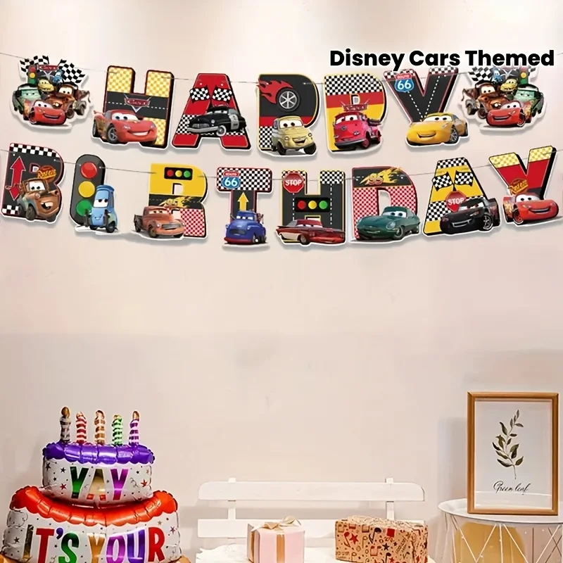 Disney minnie ,stitch,Lightning McQueen anime merchandise banners, Party Supplies, Happy Birthday Banner, Party Scene Decoration view 3