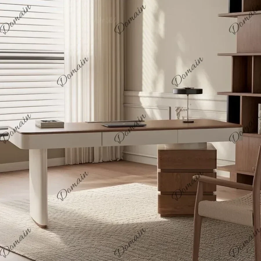 9UY Rustic Style Walnut Color Office Desk Wear-resistant Office Desk Light Luxury Stable Office Furniture Scrivanie Per Ufficio