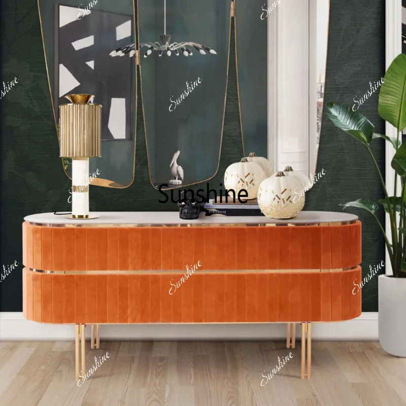 American light luxury dining side countertop metal foot entrance living room storage decorative cabinet