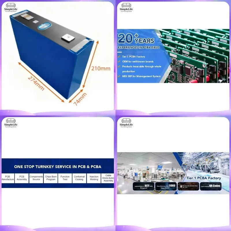 280Ah 3.2V LiFePO4 Battery Cell for Solar Panel Home Energy Storage System DIY Power Wall Off Grid Inverter High Capacity