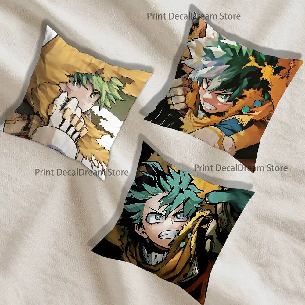 

D-Deku M-MHA Pillow Case For Sofa Decor Car Office Room Printing Cushion Cover Decorations and Protector