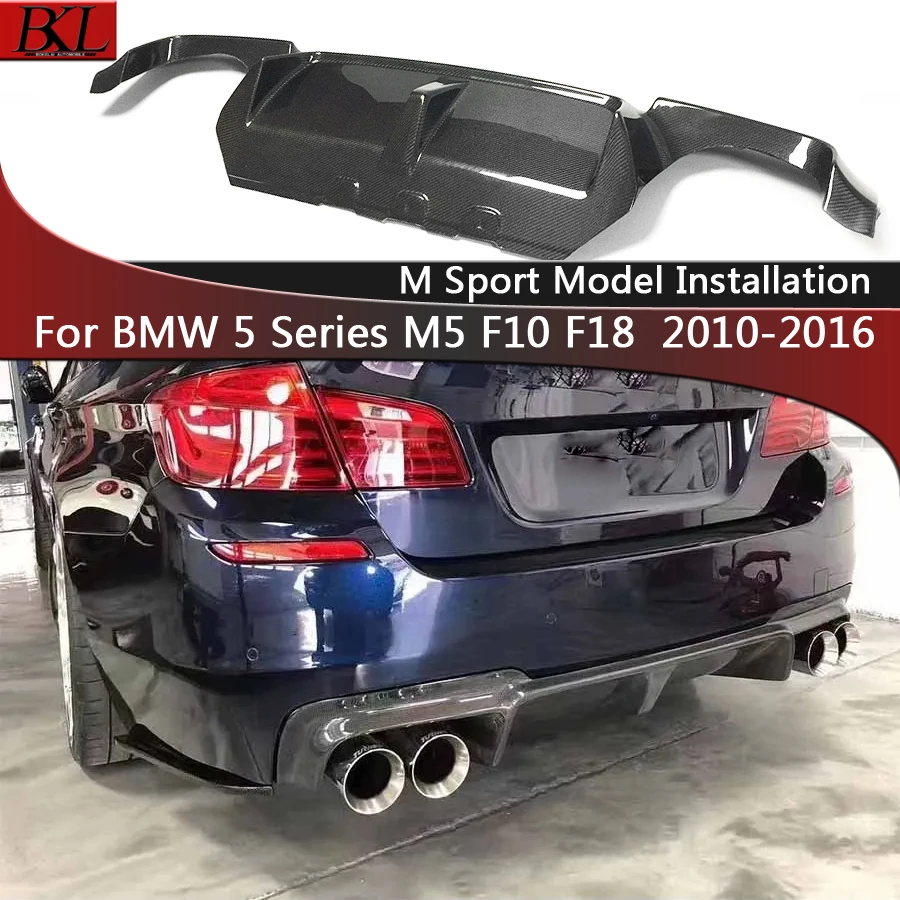 For BMW 5 Series M5 F10 F18 520 530 Sport 3D Style Carbon Fiber Car Rear Bumper Diffuser Rear Splitters Spoiler Back lip body ki