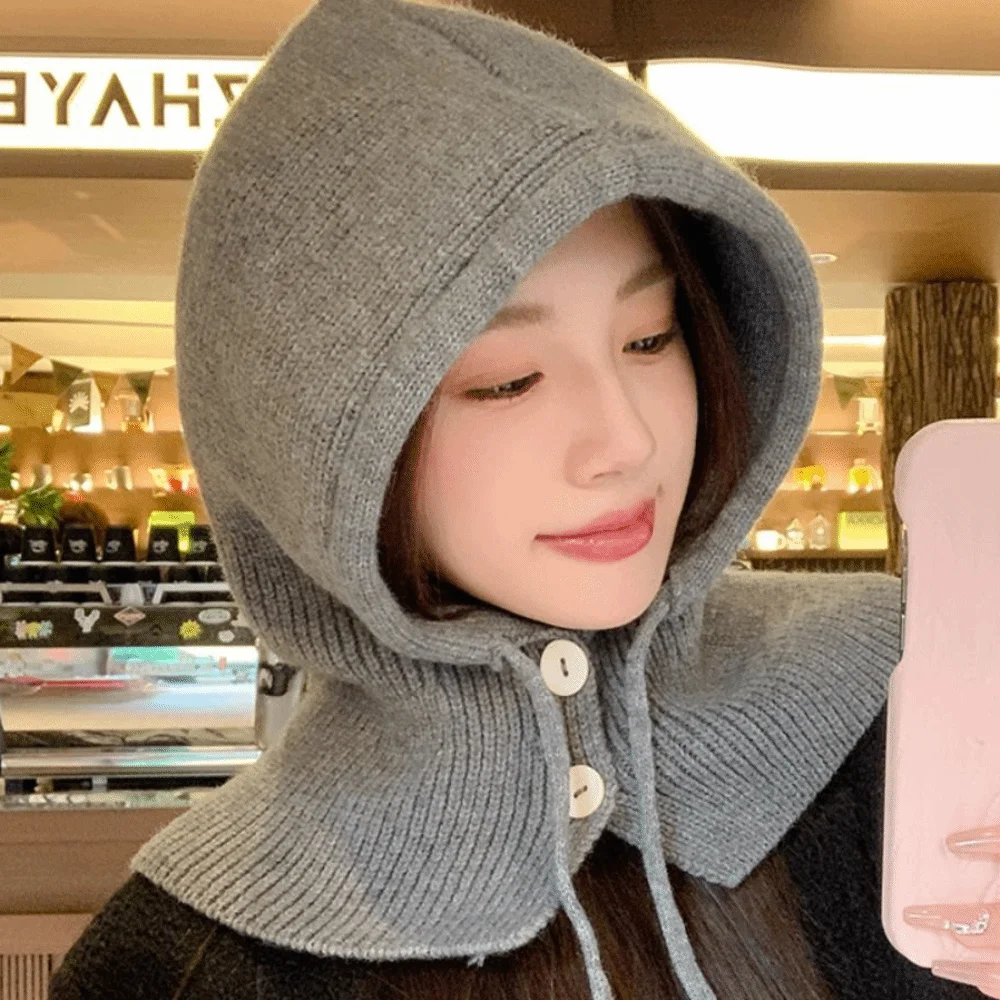 

Warm Pullover Hat Balaclava Hat Simple Beanie Knitted Hat Thickened Ear Protection Hat Streetwear