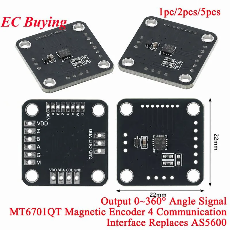 MT6701QT Magnetic Encoder Magnetic Induction Angle Measurement Sensor Module 14bit 4 Communication Interface Replaces AS5600