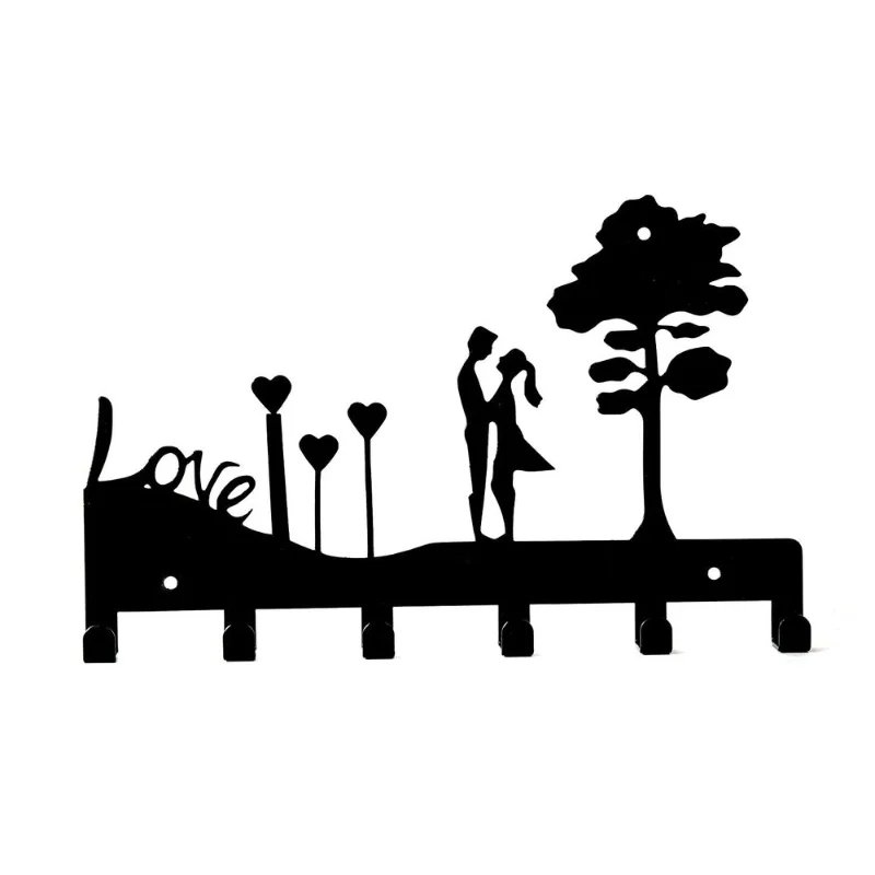 HELLOYOUNG Paar Liebe Metall Schlüsselregal Wandbefestigte Tuch Aufhänger Schlüssel Hängen