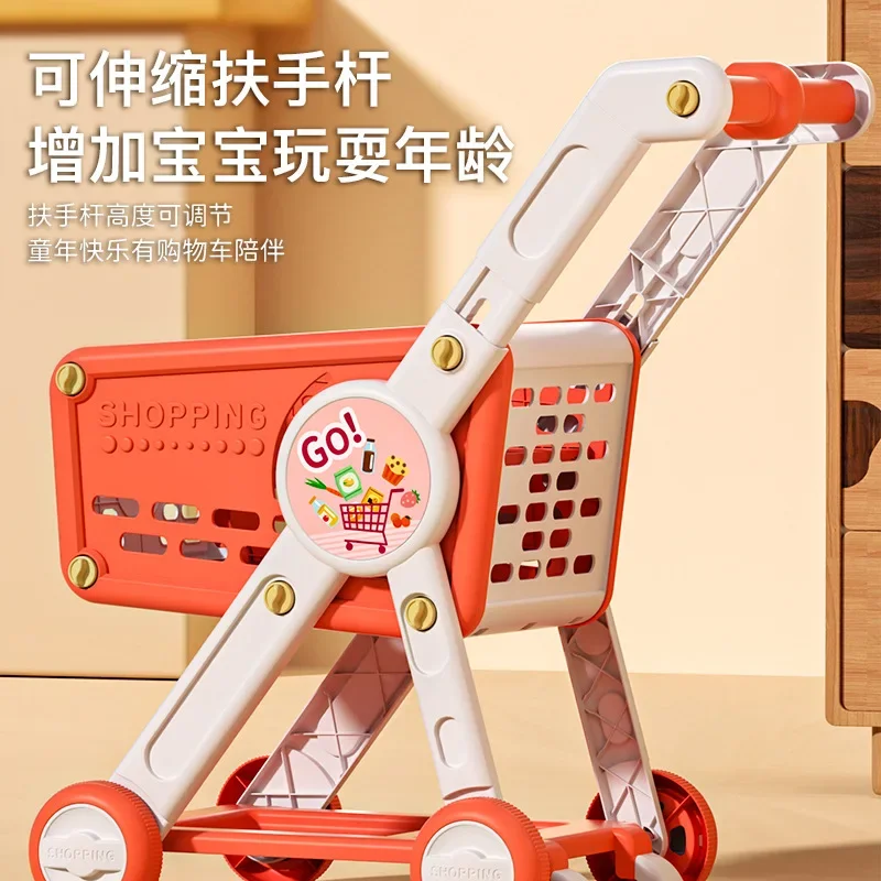 Carrito de compras para niños, juguetes, bebés, niños, niñas, supermercado simulado, carro, jugar a casa, cortar frutas