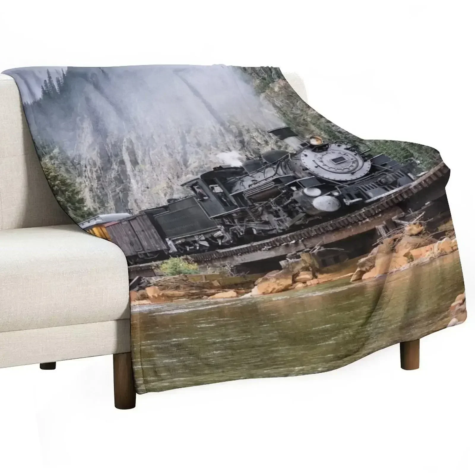 Vintage Steam Train Throw Blanket For Decorative Sofa Sofa Quilt Decorative Sofa Beautifuls bed Multi-Purpose Blankets