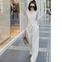 Fashionable Set 2024 Summer New High end Style Celebrity and Royal Sister Small Fragrance Style Suit Vest+Pants Two Piece Set