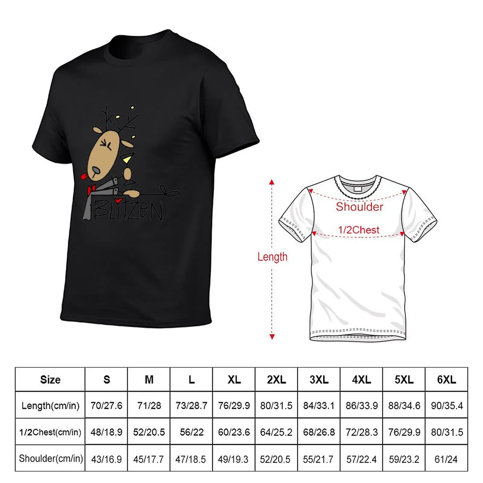 Blitzen-Camiseta de Reno para vacaciones de Navidad, ropa lisa de tallas grandes para hombre