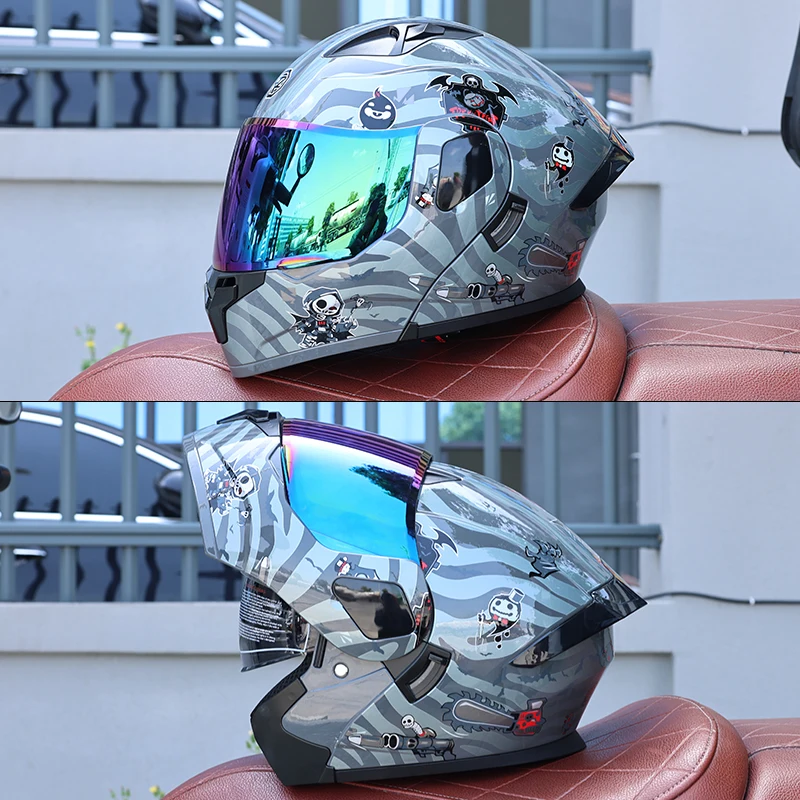ORZ-103-DOT ABS Modular Motorcycle Helmet Flip Up Double Visor Full Face Motorbike Casco with Inner Sun Shield for Men Women image 3