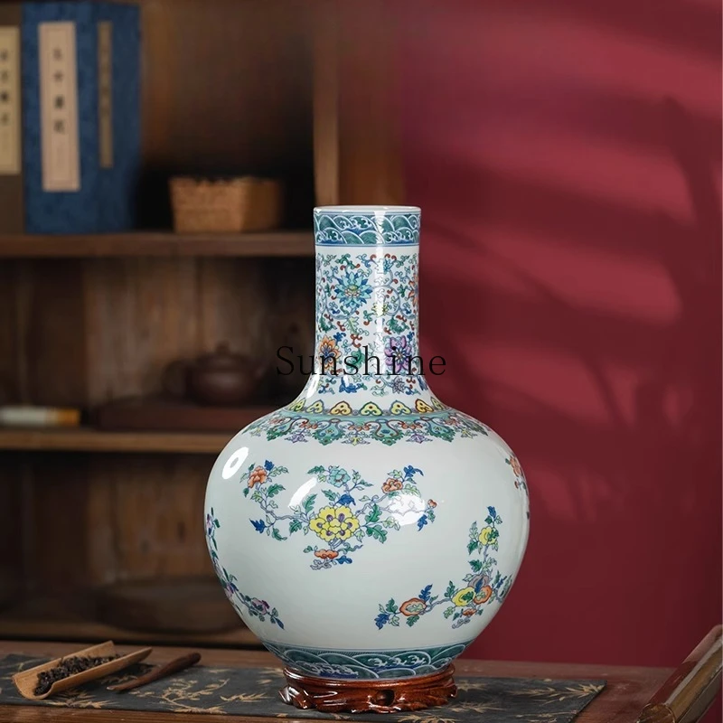 

Retro Chinese living room wine cabinet porcelain decoration high-end gifts