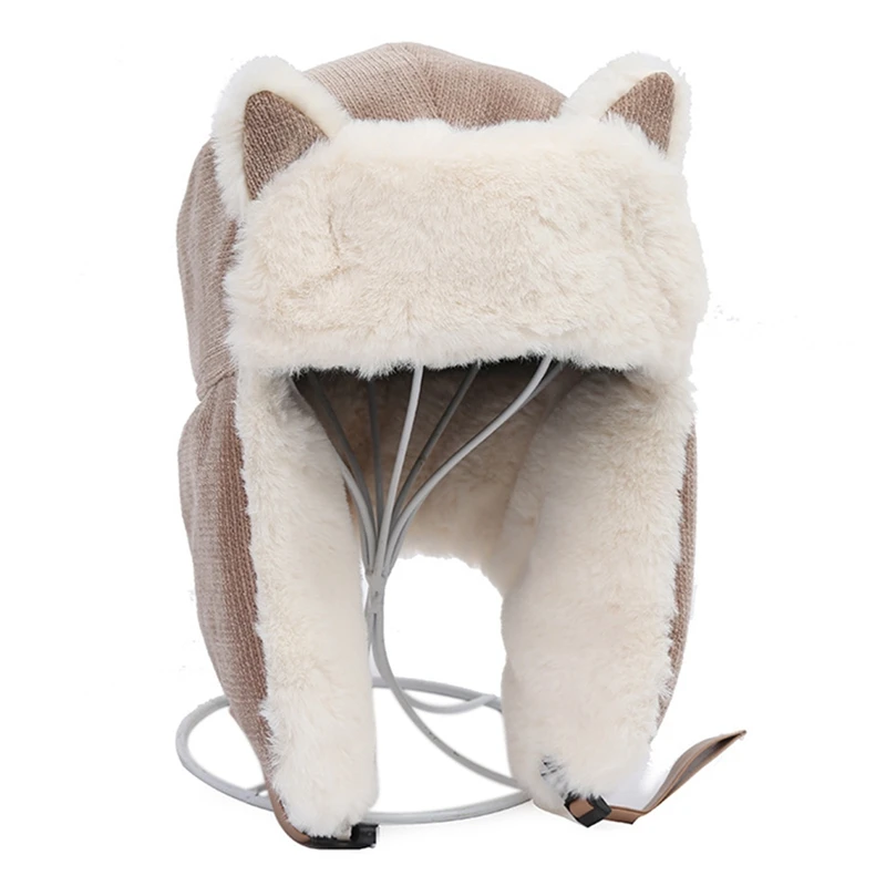 Women Warm Earmuffs Thicken Ear-flapped Hat Winter Cold-proof Warm Cotton Hat Cat Ears Cap 2022 Winter Russian Hat