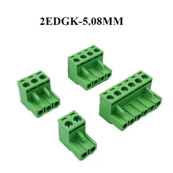 5Pcs/lot plug-in wiring plug 2EDGK-5.08mm pitch PCB copper flame retardant terminal green connector 2P3P4P5P6P7P8P9P10P-24P