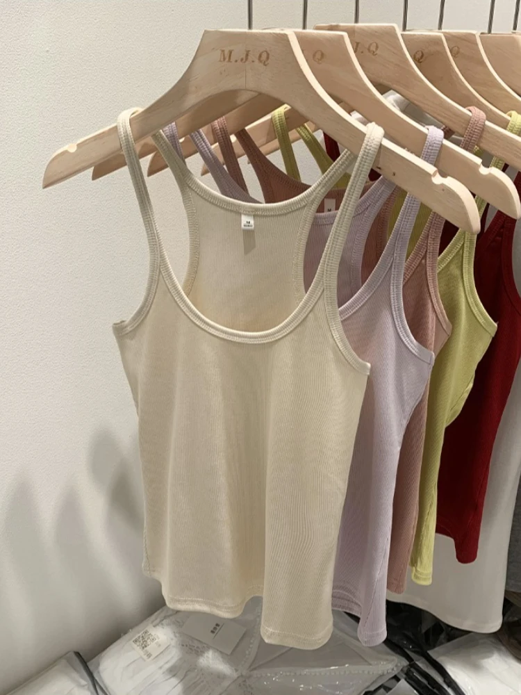 zjaiss 2026 Summer Y2K Hot Girl Knitted Ribbed Women Camis Figure Flattering Sleeveless Tank Top for Layering Outerwear Tees