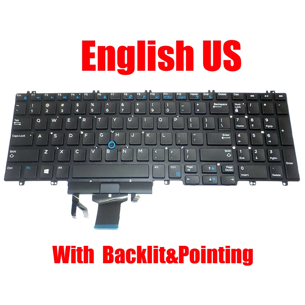 Imagem -03 - Dell-teclado Retroiluminado para Precision Eua sp Reino Unido 7530 7540 7730 7740 0266yw 266y27wn 0krg22 Inglês Espanhol Novo