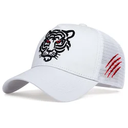 Haft tygrysa czapka z daszkiem mężczyźni kobiety czapka hip-hopowa lato wypoczynek czapki Trucker Unisex czapki z prostym daszkiem Gorras