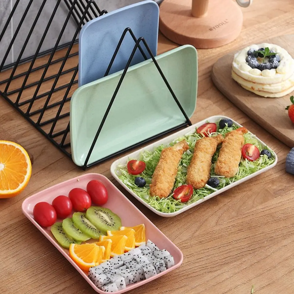 Wheat Straw Plastic Snack Plate High Quality Tableware Reusable Table Trash Tray Lightweight Durable Square Tray