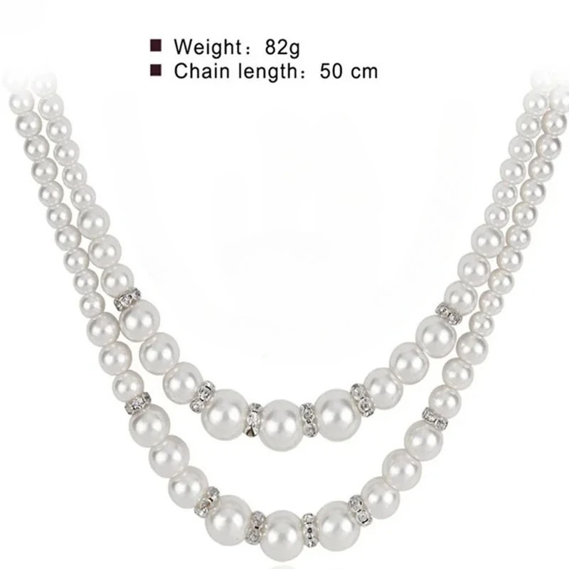 

Fashionable Double Layer Pearl Necklace Earring Jewelry Set Elegant Two Piece Set From Mainland China Quality Guaranteed