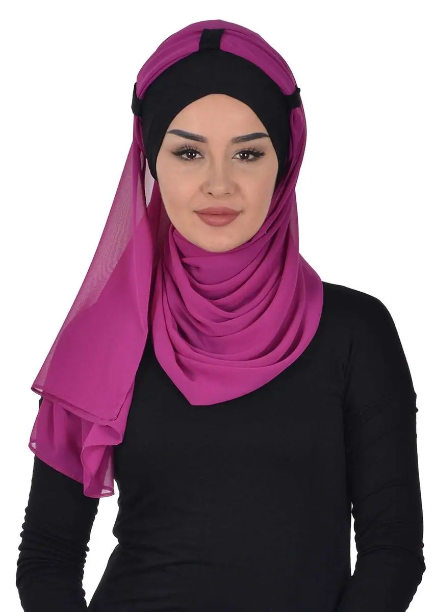 Selendang Hitam Sifon Katun Combed