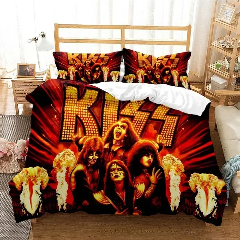 Kiss Band Fashion 3D NEW Duvet Cover Pillowcase Bedding Set Adult Boy Girl Bedroom Decoration Children Single Double Large 4