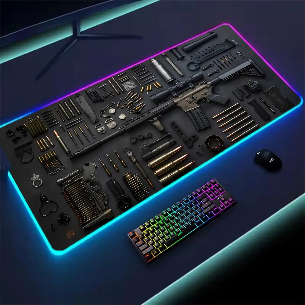 

Большой коврик для мыши RGB, детали пистолета в сборе, игровой коврик для мыши, аксессуар для геймера, коврики для мыши со светодиодной подсветкой, коврик для ПК, компьютерный настольный коврик с подсветкой, сделай сам