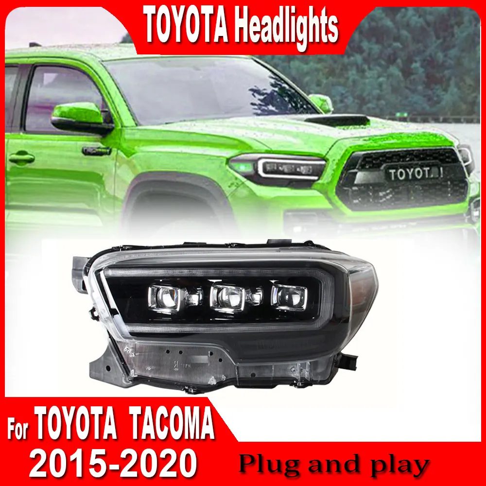 Car Styling for Toyota Tacoma Headlight 2015 2016 2017 2018 2019 2020 LED HeadLight DRL Turn Signal Low High Beam Projector Lens