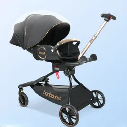 High View Baby Strollers,Aluminum Frame Folding Baby Cars,One Click Two-way Strollers, Wide Seats Baby Carriage Travel Pushchair