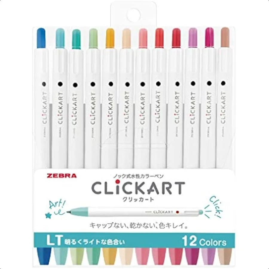 

Clickart WaterBased Pen Bright Light 12 Colors Set Wyss2212Clt