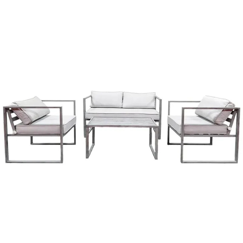 Modern Outdoor Sofa Set with Coffee Table for Office Reception Balcony Courtyard Homestay Customizable Leisure Seating