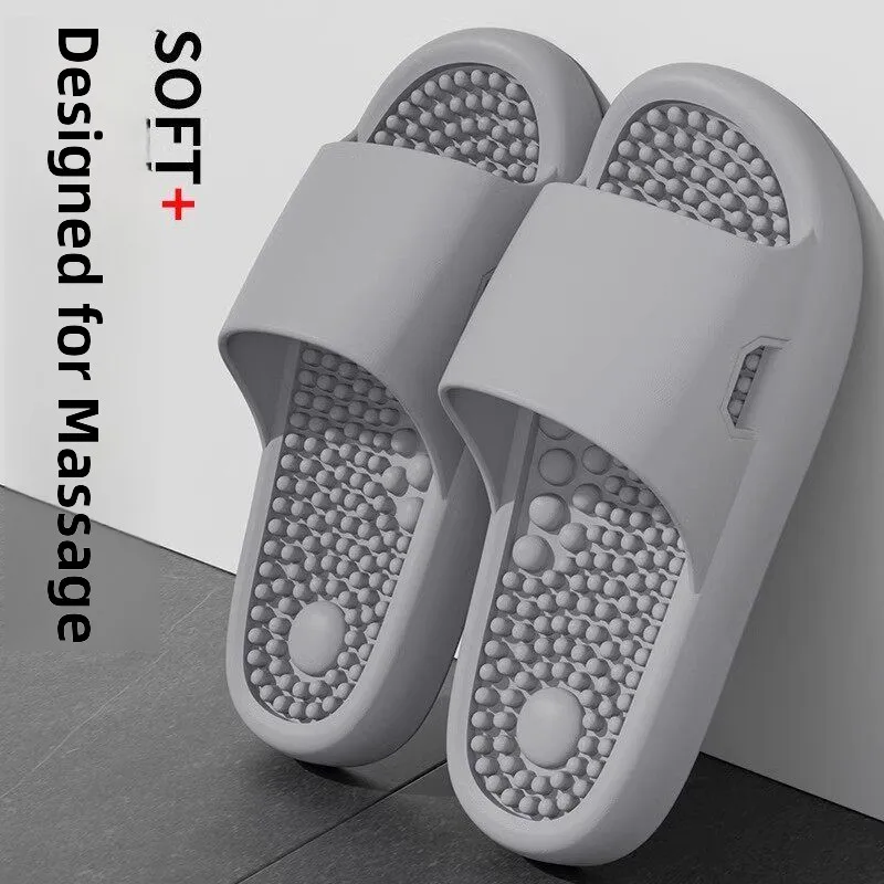 

Men's Thick Bottom Massage Slippers Indoor Home Anti-Slip Soft Bottom Foot Therapy Slip-On Shoes for Casual Wear at Home