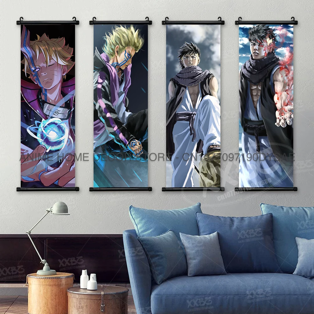 Naruto Poster Boruto hängende Gemälde Kawaki Anime Scrolls Bilder Uchiha Sarada Home Decor Sasuke Wandkunst Schmerz Tapete – Detail 2