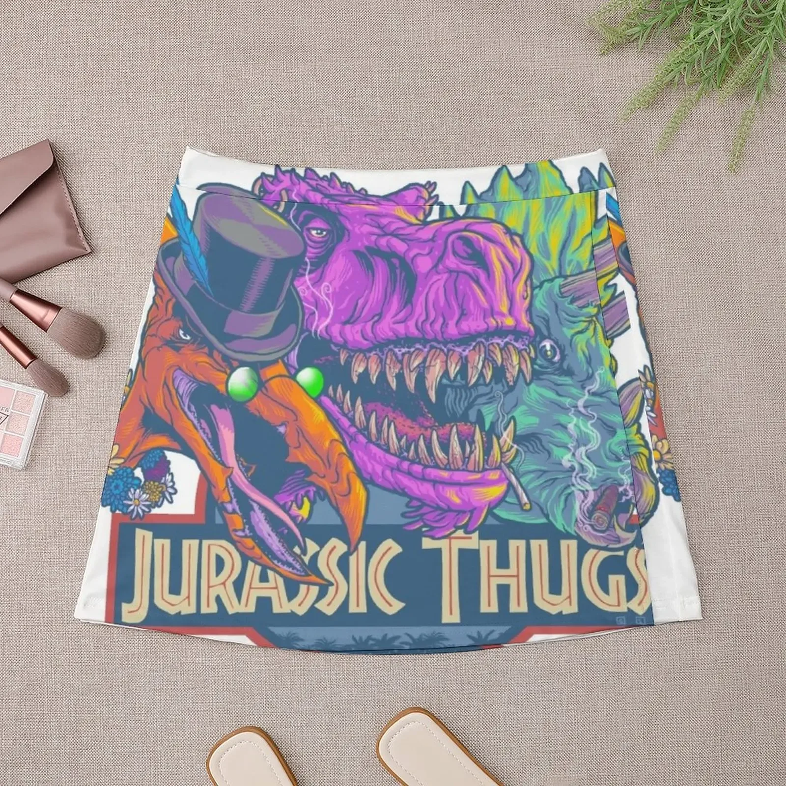 Jurassic Thugs Mini Skirt korean women's clothes Skirt satin Mini Skirt