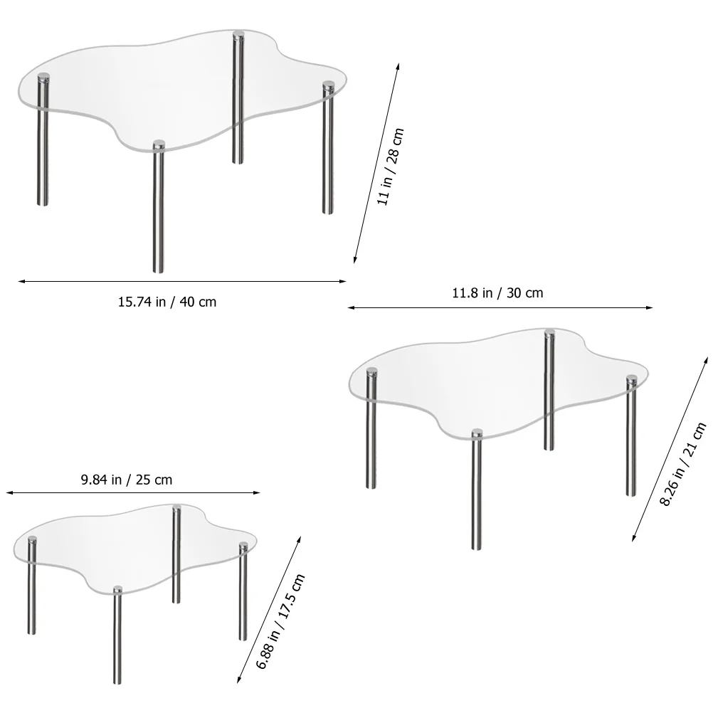 

3 Pcs Household Acrylic Display Stand Cake Tiered Cupcake Metal Dessert Food Risers