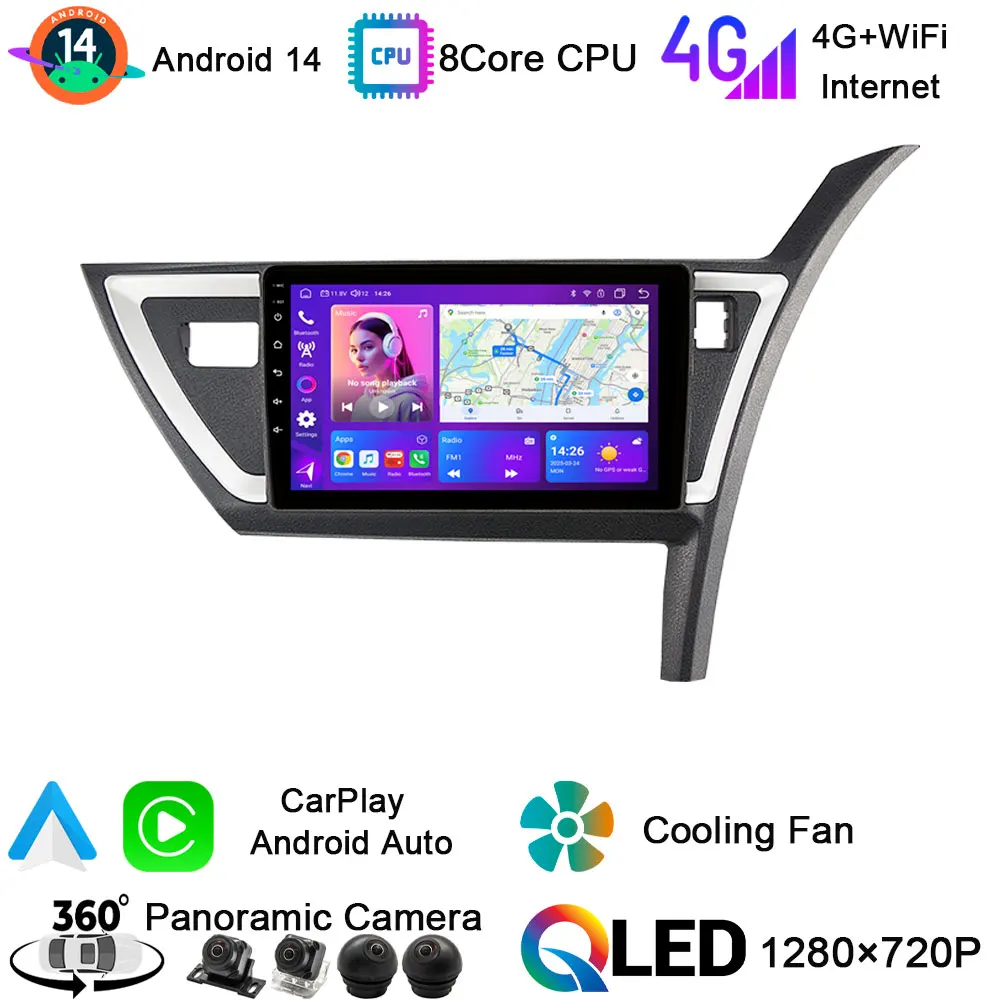 Android 14 BT5.0 Car GPS Navigati Multimedia Radio Player Stereo DSP Auto Carplay 4G LTE For Toyota Auris Corolla Hatchback E180